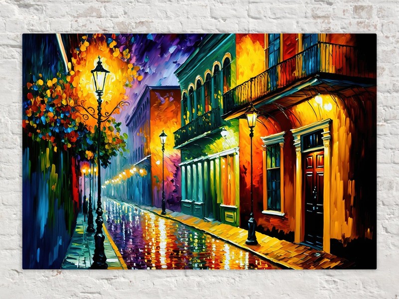 New Orleans Art French Quarter Bourbon Street Canvas Print Living Room Decor