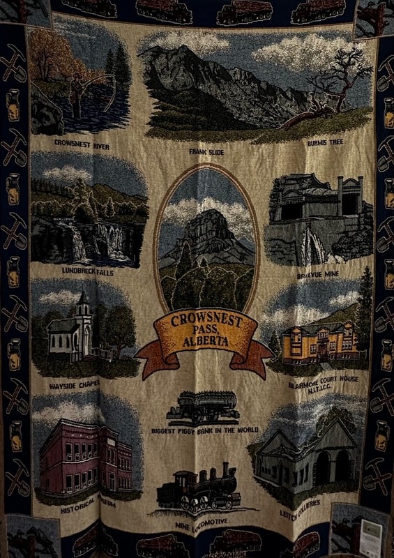 Tapestry throw blanket Crowsnest Pass Alberta Historic Landmarks 69 x 49 in.