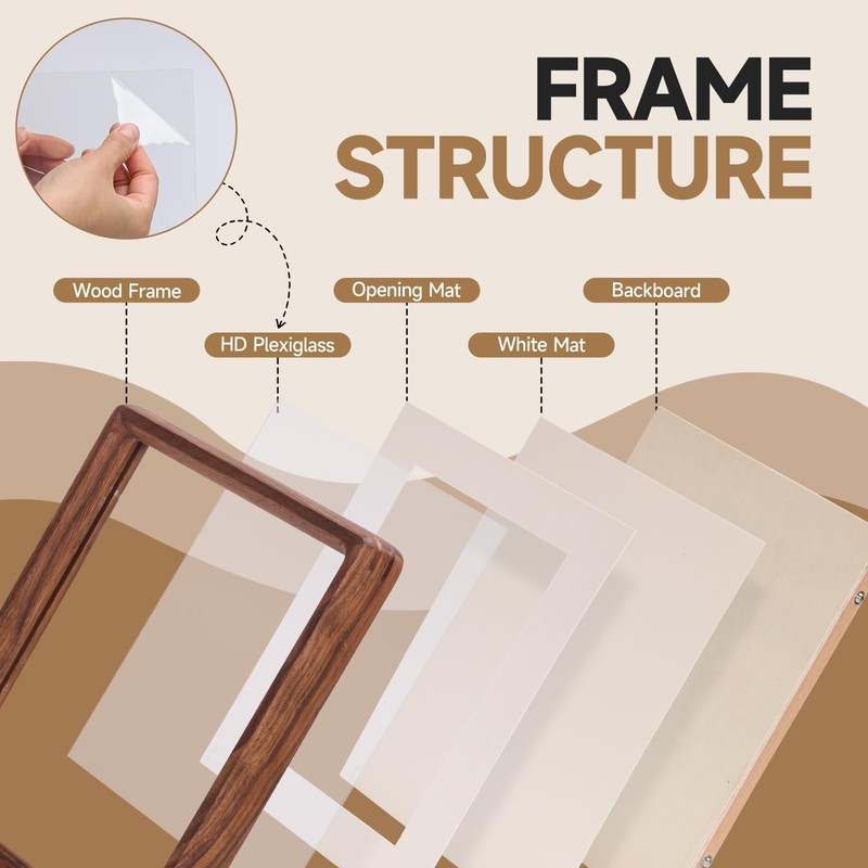 Natural Wood Picture Frame 5x7 4x6 - Solid Black Walnut, Tabletop Display, Horiz gallery