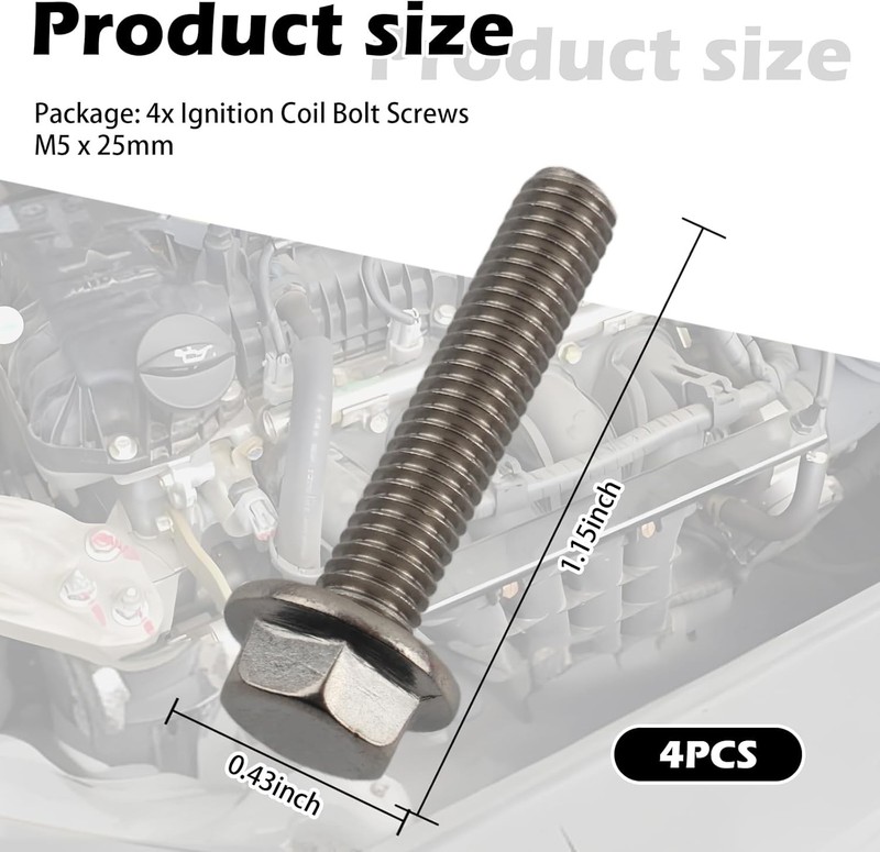 4PCS Ignition Coil Bolt Screws OEM W706175S43,Stainless Steel Automotive Replace gallery