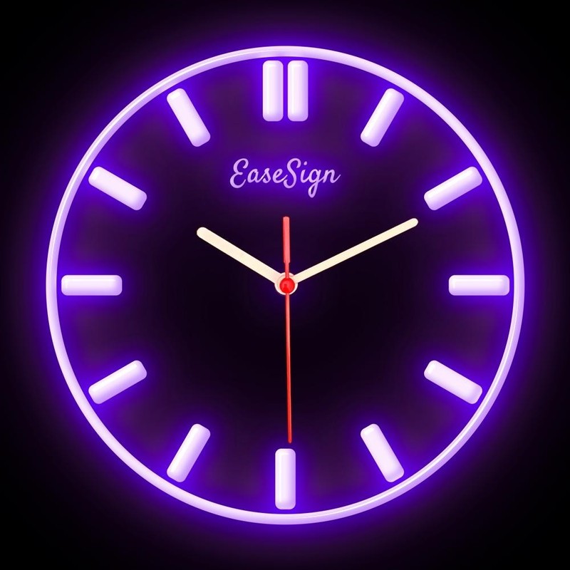 EaseSign Minimalism European Interior Design Wall Home Decor Neon Clock 7 Colors gallery