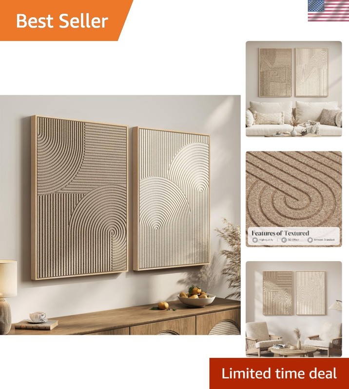 Contemporary 3D Textured Wall Art Set – Minimalist Abstract Designs in 2 Pieces