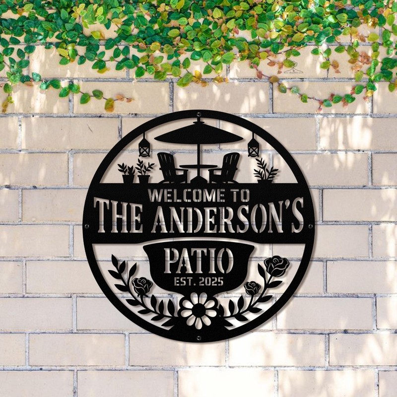 Personalized Metal Patio Sign, Custom Family Last Name Backyard Decor