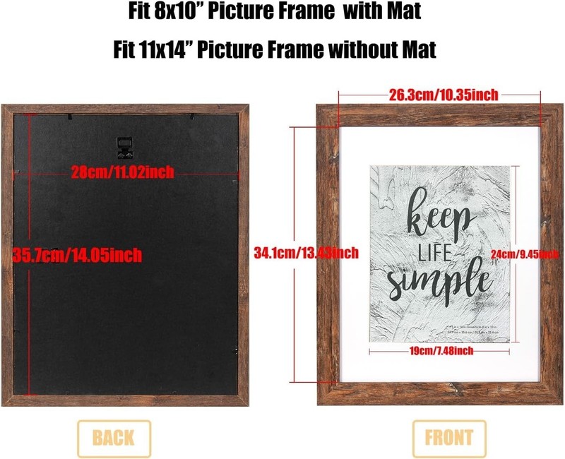 11x14 Picture Frame Rotten Brown 1 Pcs Wooden Frame can Display 8x10 Picture W/ gallery