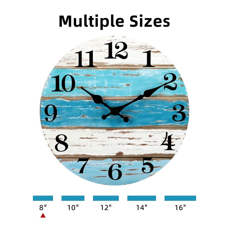 Wall Clock, Beach Themed Blue Wall Clocks Battery Operated Silent Non-Ticking... gallery
