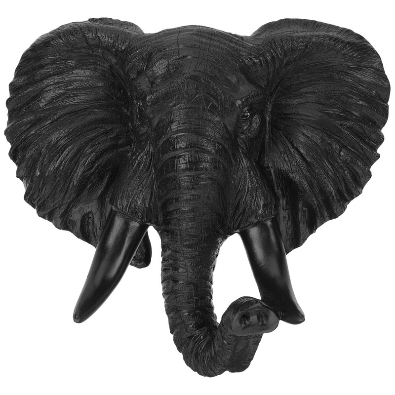 Elephant Head Wall Decor 3D Animal Sculpture Resin Wall Hanging African Wildl...