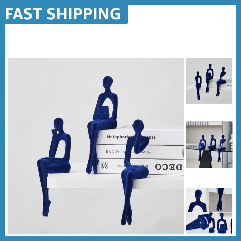 Handcrafted Flocking Blue Resin Abstract Human Figures – Unique Table Decor