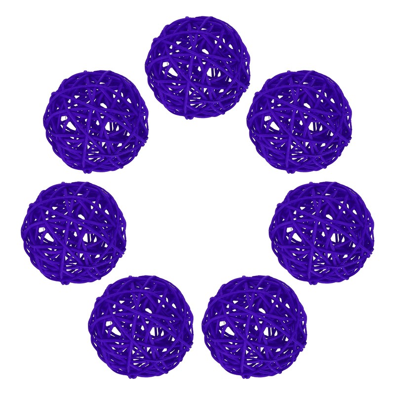 7Pcs Wicker Rattan Balls, 2.75 in Dia Rattan Decorative Balls, Purple