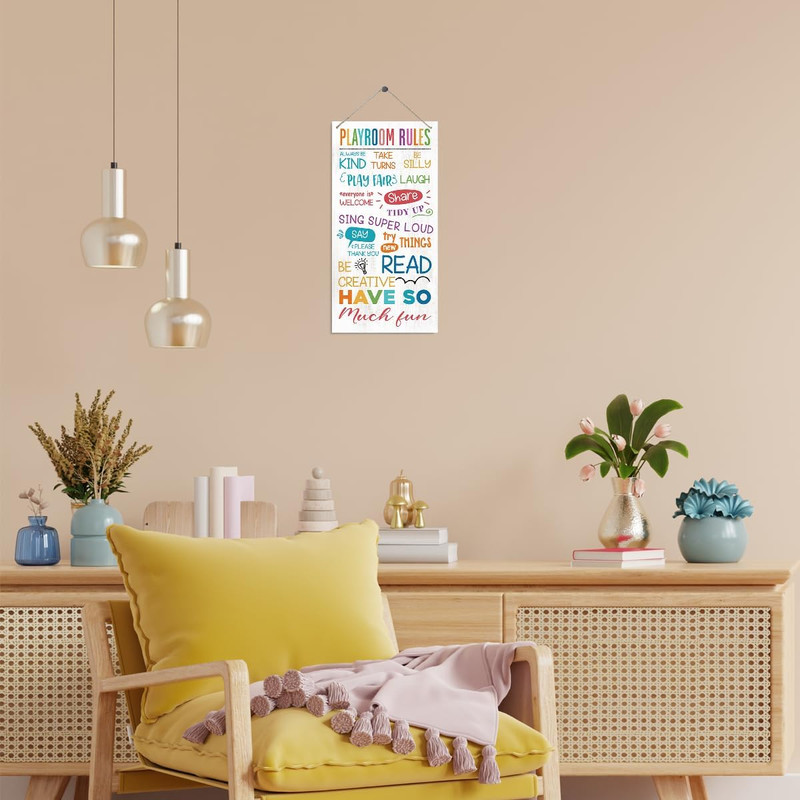 Playroom Rules Sign, Playroom Wall Art, Decorative Wood Hanging Wood Plaque, Kid gallery