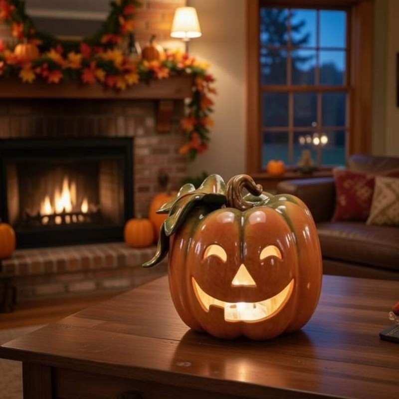 Ceramic Jack-o-Lantern Pumpkin Tealight Candle Holder, Home Décor, Gift for Her,