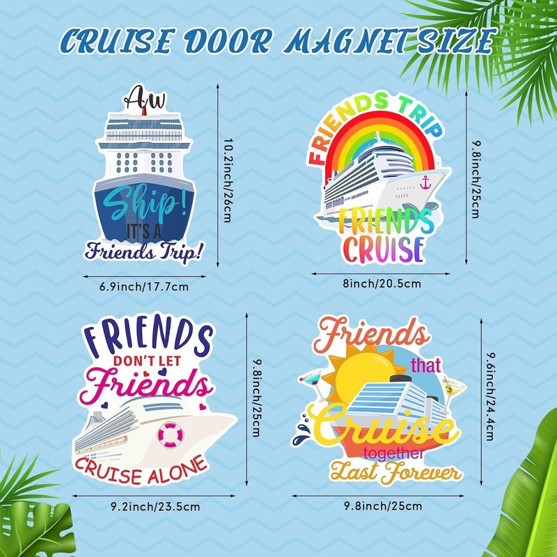 Waterproof Large Cruise Door Decorations - 4 Fun PVC Magnets for Travel gallery