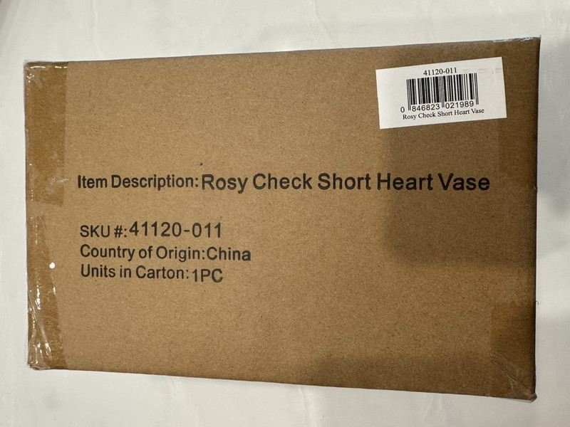 MacKenzie-Childs Rosy Check Short Heart Vase 20oz #41120-011 NIB gallery