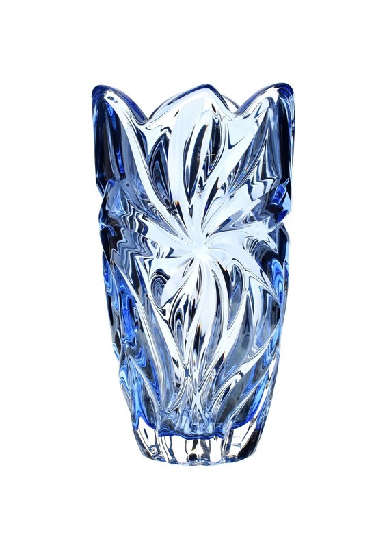 Vase11″Flower Vase Centerpiece Bud Vase Blue Color Czech Bohemia Crystal Gift