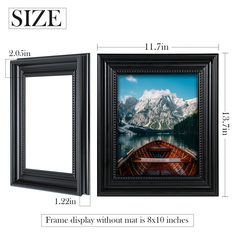 Fisnish 8x10 Picture Frame, Table Top or Wall Mount, Black, 1 Pack gallery