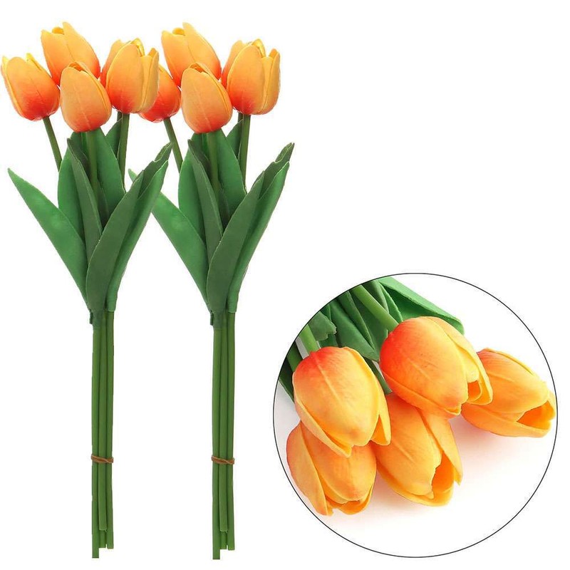 10PCS Artificial Tulip Flowers Fake Flower Bouquet for Wedding Party Home Decor