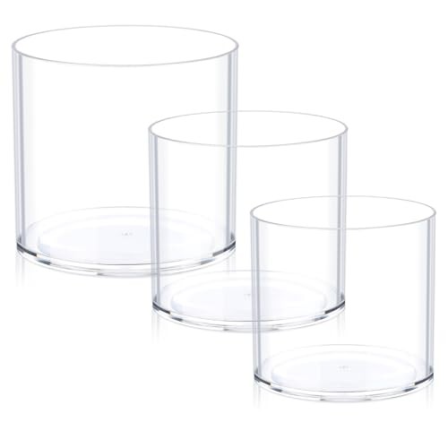 Clear Vase Polycarbonate, Round, Transparent, Wide Mouth, 6 inches, Set of 3 gallery