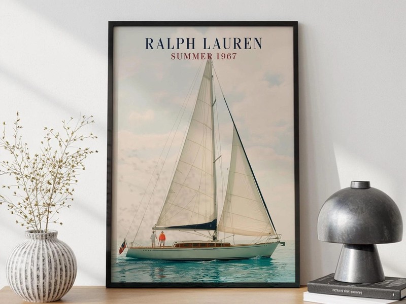 Ralph Lauren Sailboat Poster, Old Money Summer Fashion Wall Art