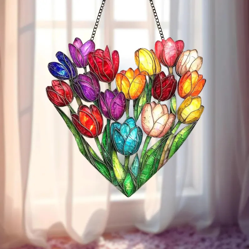 Heart Tulip Colorful Spring Suncatcher Acrylic gallery
