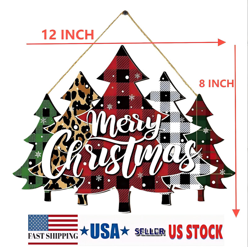Bring the Festive Spirit Home with Our Multi-Pattern Plaid Christmas Tree Sign