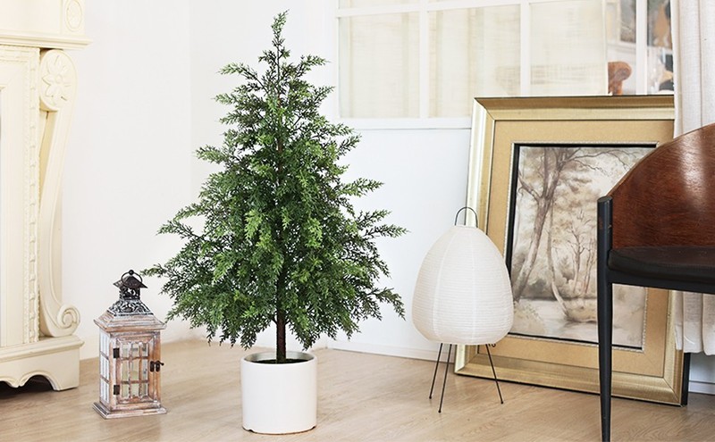 3FT Soft Textured Cedar Topiary Trees for Front Porch Decor, Artificial Shrubs gallery