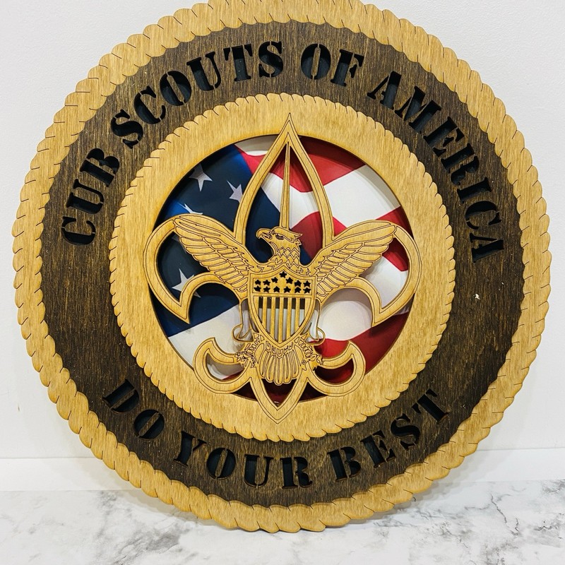Cub Scouts Of America Do Your Best Handmade Round Laser Cut Wood Sign NEW
