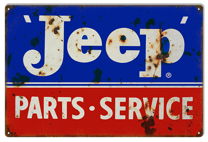 Jeep Service Reproduction Garage Shop Man Cave Metal Sign – 18 x 30 In RVG194
