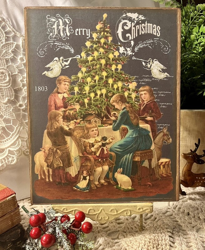 Victorian Family Christmas, Vintage Style, Handcrafted Plaque / Sign