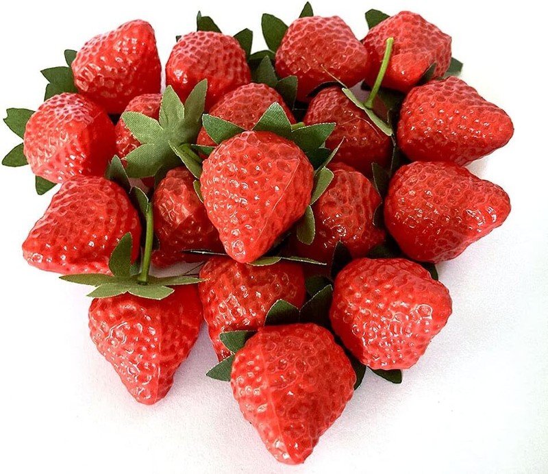 18PCS Plastic Artificial Red Strawberries Fake Lifelike Simulation Realistic …