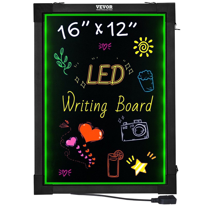 Wireless Controlled LED Board 16x12in, Multi-color Lighted Chalk Surface