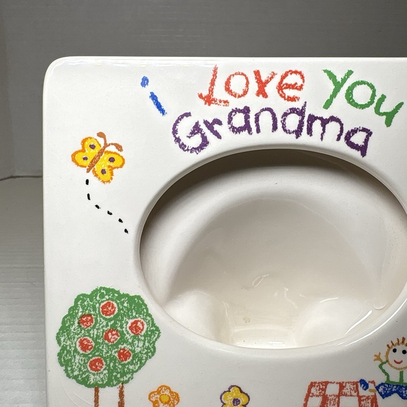 VTG Russ I Love You Grandma Ceramic Photo Frame Stand Korea Child Art Design gallery