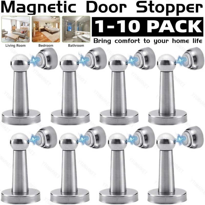 Magnetic Door Stopper Stainless Heavy Duty Door Catch Holder for Wall & Floor