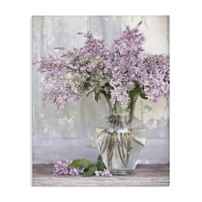 ‘Tranquil Lilac Flower Vase’, Canvas Art, 30 x 40 Inches, Easy to Hang and St…