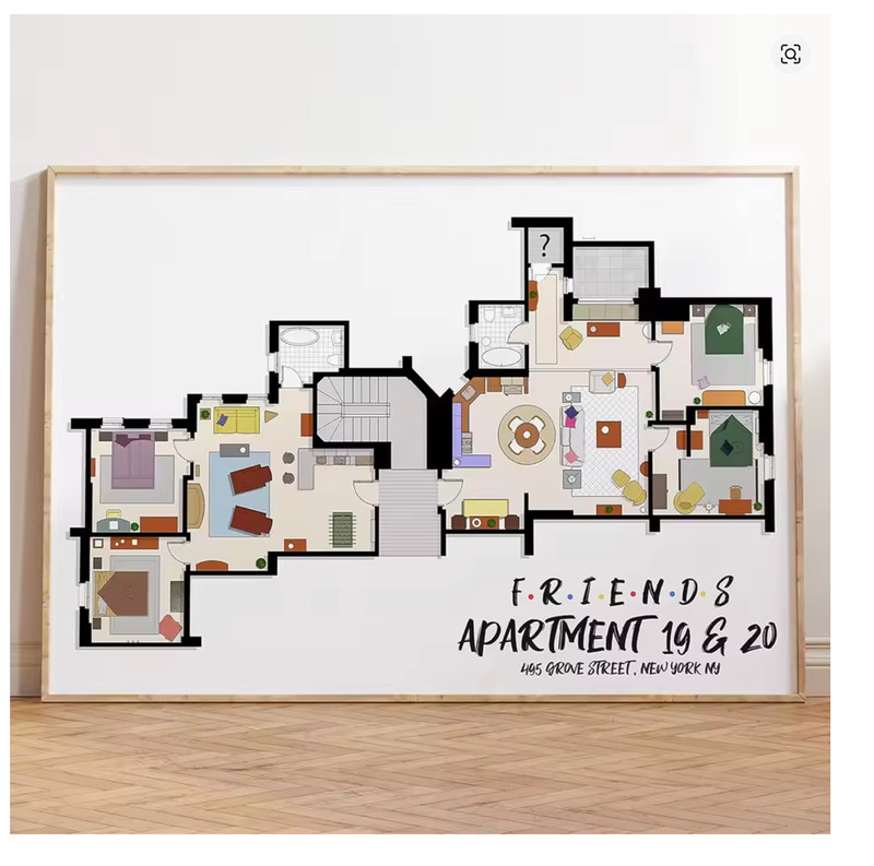 FRIENDS APARTMENT 19 & 20 Layout Wall Art Print Home Decor UNFRAMED gallery
