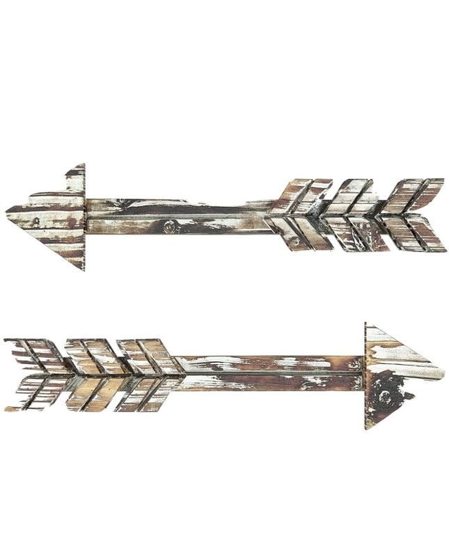 Wooden Arrow Wall Decor – Set of 2 ExtraLarge 16.7” x 2.5” Arrow Home Decor-…