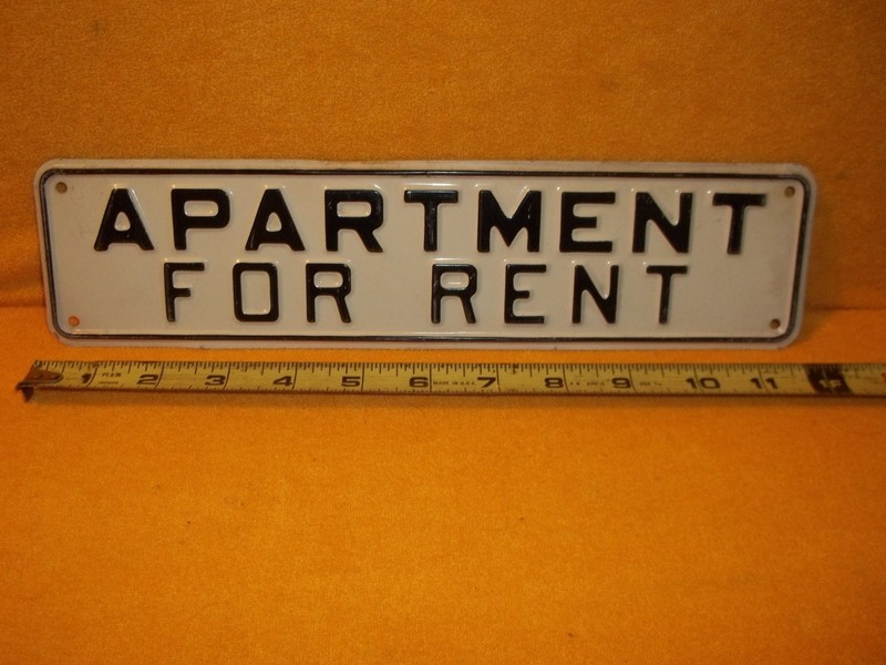 APARTMENT FOR RENT EMBOSSED ALUMINUM METAL 12″” X 3″ SIGN