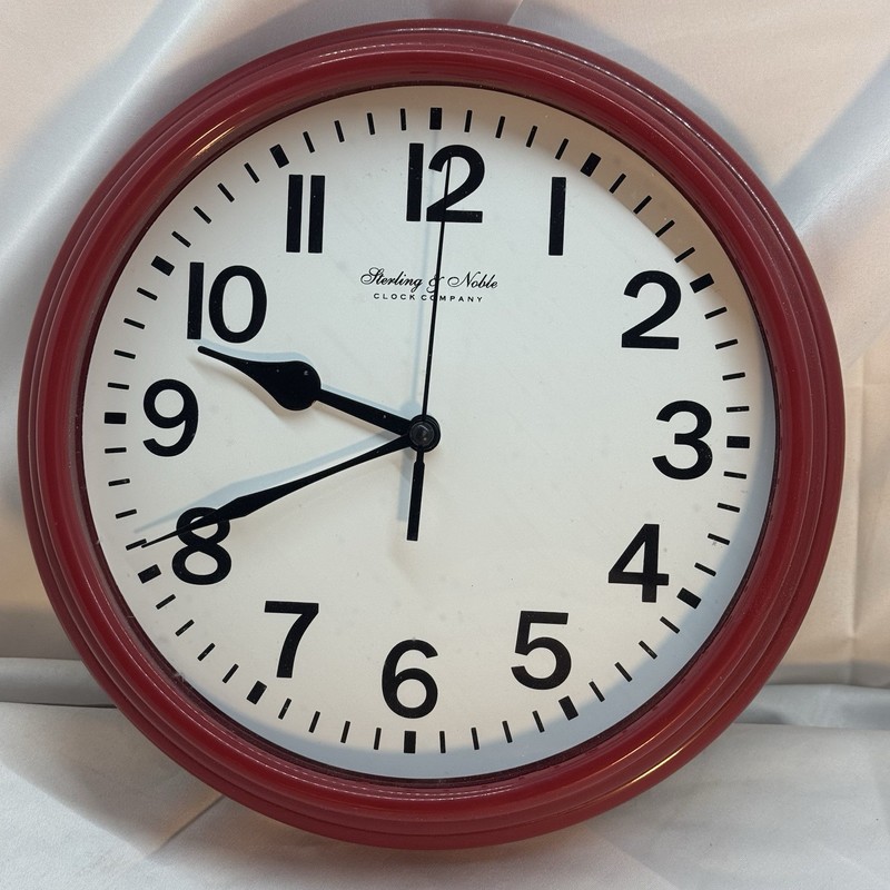 Sterling And Noble 9″ Red Wall Clock – Working Battery NOT included USED 2015