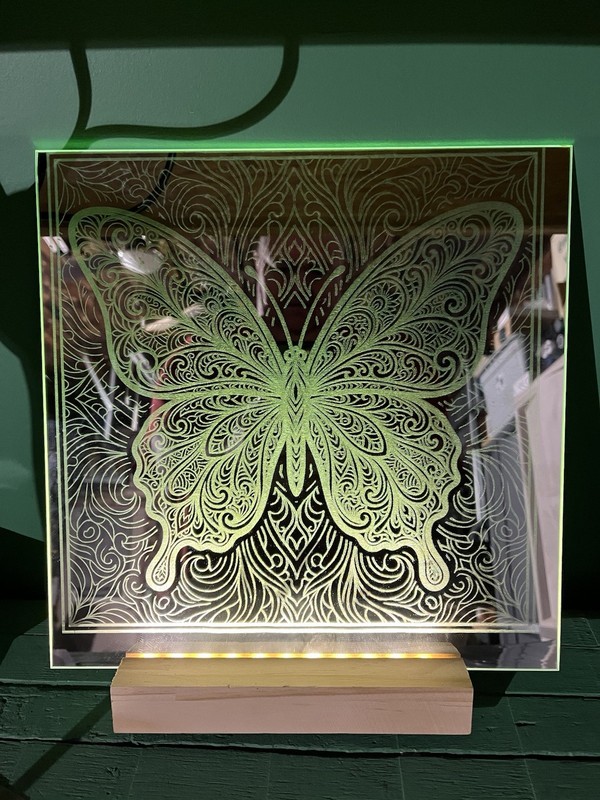Butterfly Laser Etched Glass Mirror 12”x12” Great Gift For Mother Or Wife