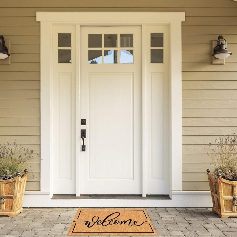 Welcome Mat Natural Coir Door Mat Rustic Brown Welcome Floor Mat with Black gallery