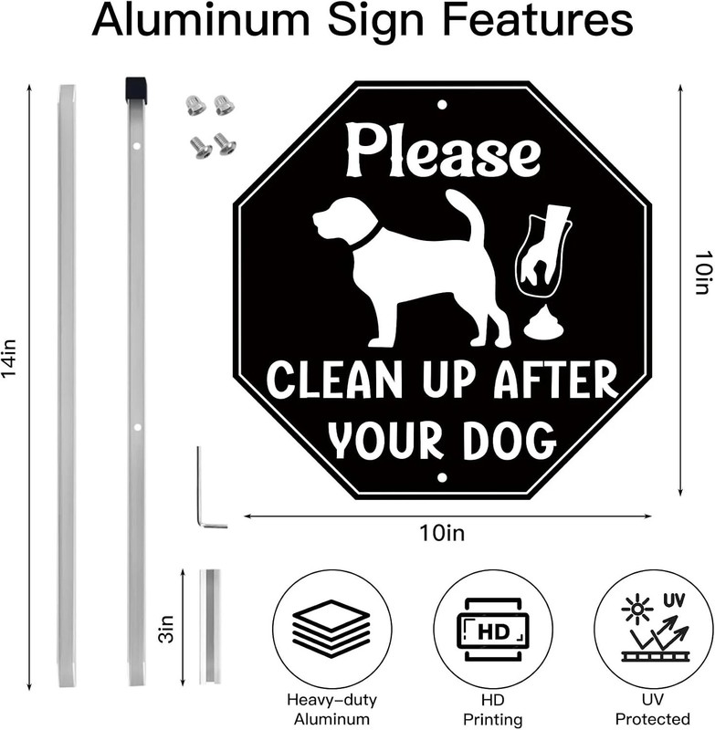 Clean Up After Your Dog Signs No Dog Poop Signs for Yard 10 x 10 Inches with 28 gallery