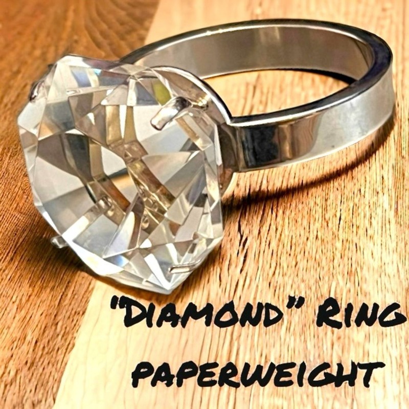 “DIAMOND” RING PAPERWEIGHT NOVELTY GIFT OFFICE DECOR CONVERSATION PIECE NWOT