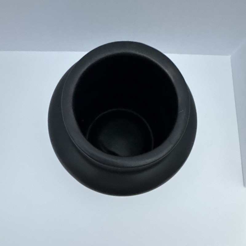 Matte Black Ceramic Round Ribbed Bulbous Table Vase Decorative Freestanding gallery