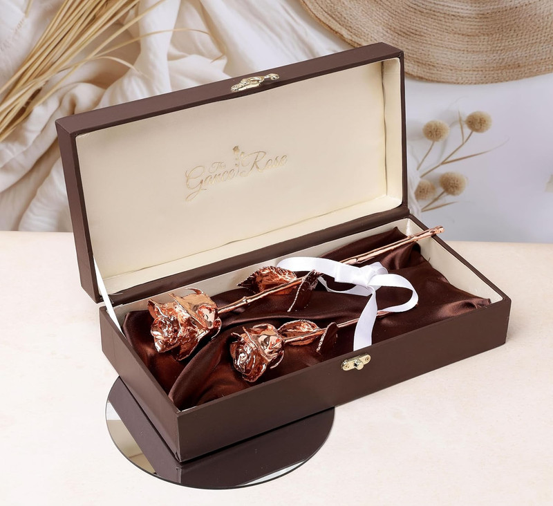 24K Rose Gold Dipped Handmade Rose in Gift Box – Perfect for Any Occasion
