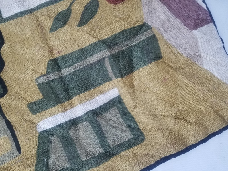 Vintage Kashmiri Hand Embroidered Wall Hanging Tapestry 91x61cm gallery