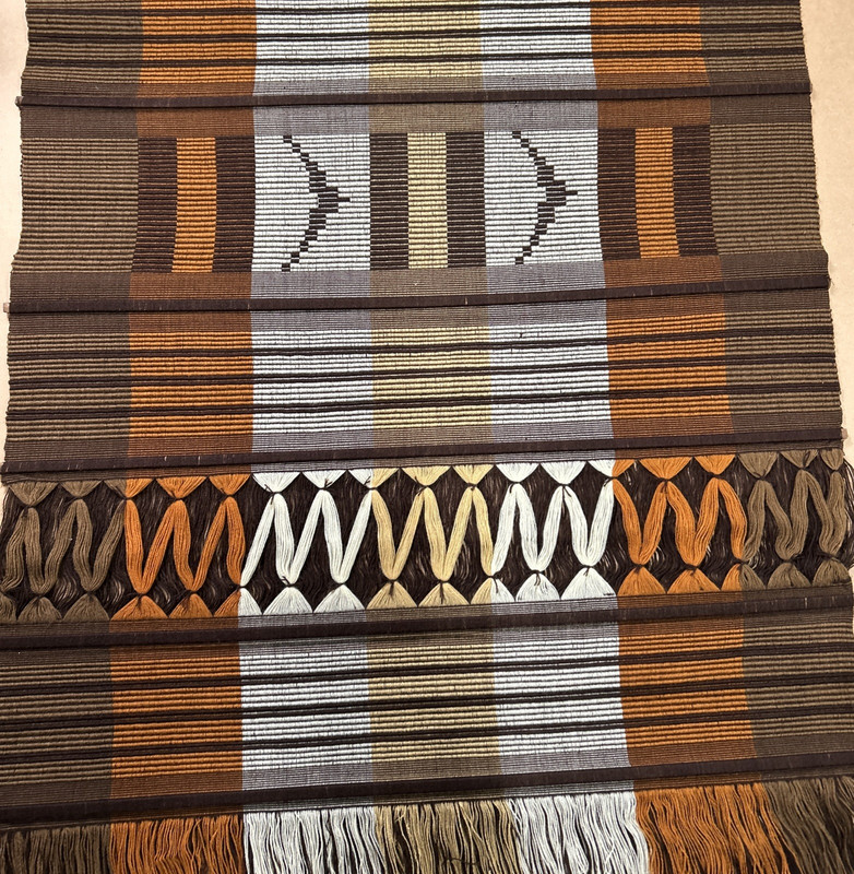 Woven Yarn Wall Hanging Tapestry Geometric Stripes Fringe 46.5”x28” gallery