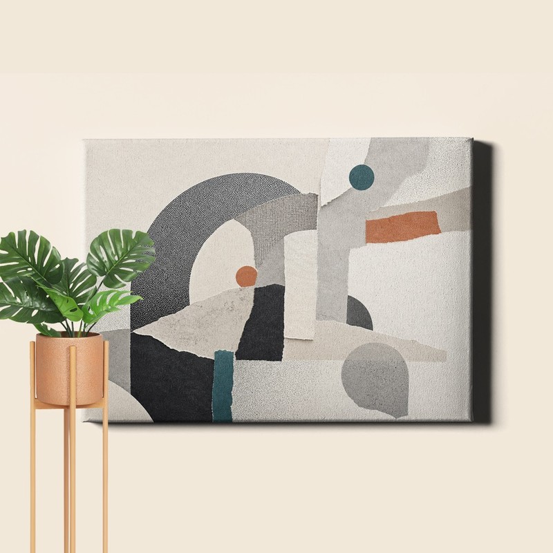 Textured Arc Collage Canvas Art Modern Geometric Abstract