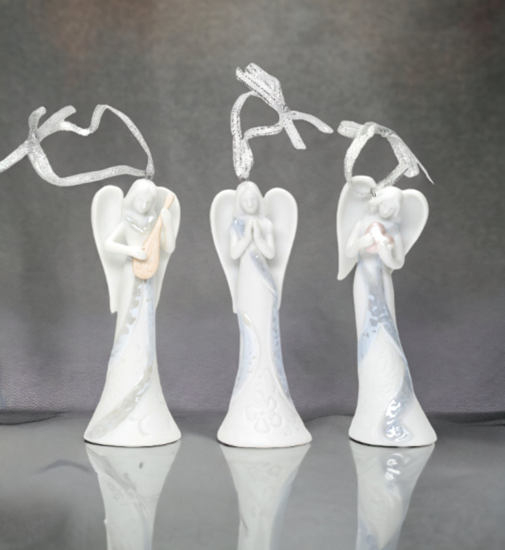 Ceramic Christmas Tree Angel Ornaments-Set of 3, Home Décor, Gift for Her, Gift