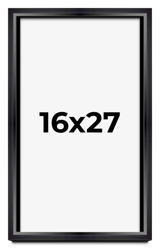 16×27 Shadow Box Frame Black | 1.25 inches Deep Real Wood Contemporary Shadowbox