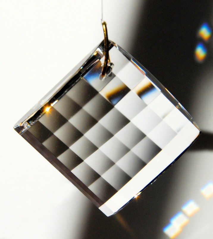 40mm Checker Board Faceted Crystal Clear Prism Suncatcher 1-9/16" gallery