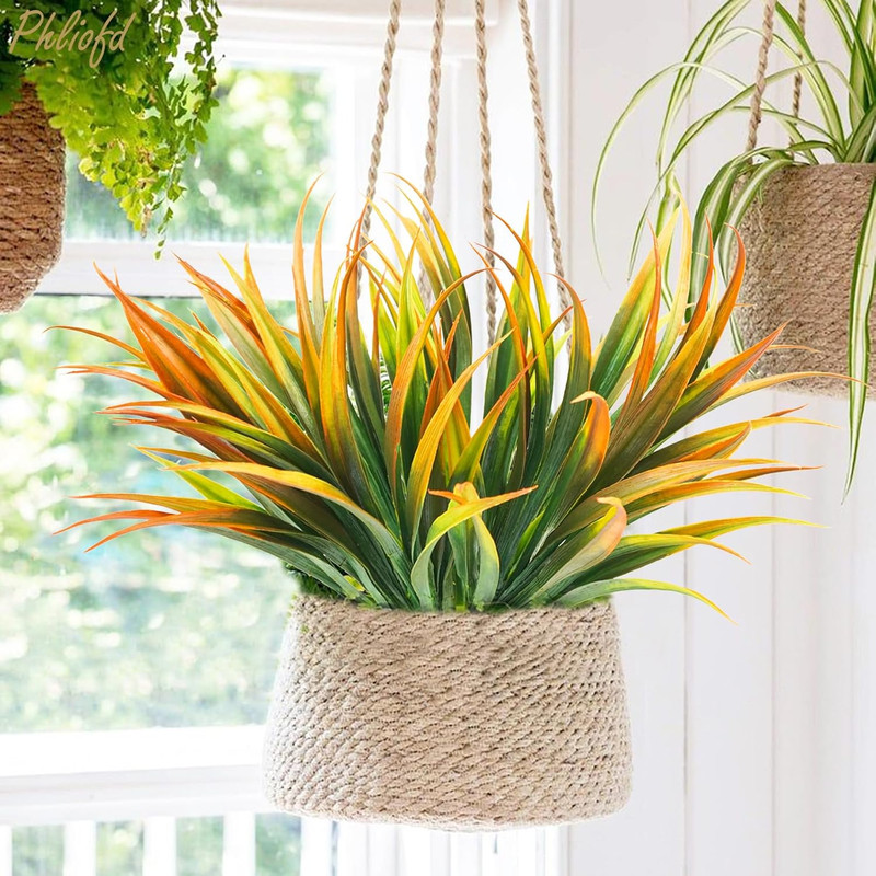 6Pcs Artificial Grass Fake Plants 17.3In Outdoor Plastic Plants UV Resistant Gre gallery