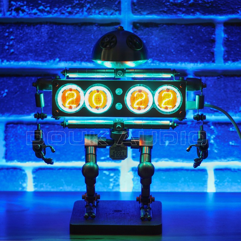 Retro 4*IN-12 Nixie Tube Clock Digital Metal Alarm Clock Desk Decor Robot Gift gallery
